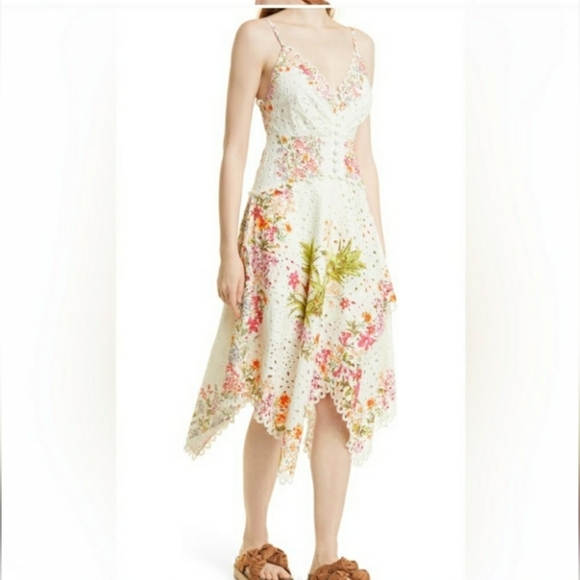 Farm rio delicate forest scarf print eyelet lace cotton sundress Size Medium - Picture 3 of 10